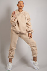 Knotted Ruched Sleeve Loungewear Set