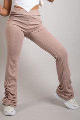 Ribbed Ruched Detail Trousers