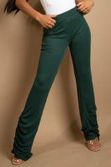 Ribbed Ruched Detail Trousers