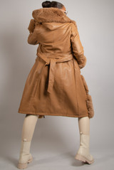 PU Fur Trim Coat