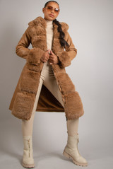 PU Fur Trim Coat