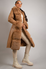 PU Fur Trim Coat