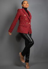 Metallic Woven Tweed Double Breasted Blazer