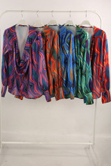 Satin Printed Cowl Neck Blouse