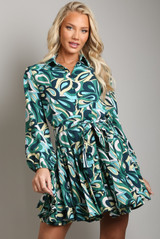 Paisley Print Belted Shirt Dress