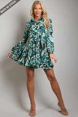 Paisley Print Belted Shirt Dress