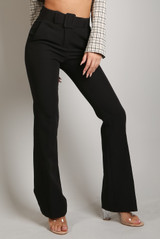 Belted Tailored Flare Trousers