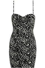 Zebra Print Ruched Bustier Bodycon Dress