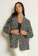 Animal Print Double Breasted Boxy Blazer