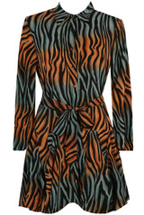 Ombre Zebra Print Belted Shirt Dress