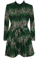 Ombre Zebra Print Belted Shirt Dress