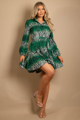 Ombre Zebra Print Belted Shirt Dress