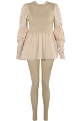 Ruched Sleeve Knitted Peplum Top & Trouser Set
