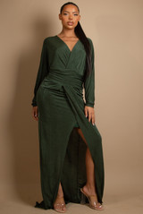 V Neck Wrap Maxi Dress