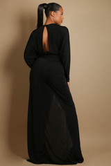 V Neck Wrap Maxi Dress