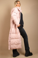 Longline Puffer Jacket With Hood