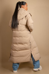 Longline Puffer Jacket With Hood