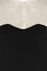 Contrast Ribbed Top With Shirt Hem