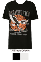 'UNLIMITED' Slogan Eagle Print T-Shirt