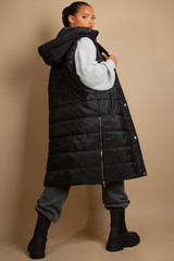  Long Puffer Gilet with Hood