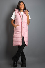  Long Puffer Gilet with Hood