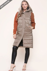  Long Puffer Gilet with Hood