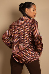 Lattice Print Chiffon Blouse 