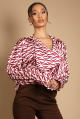 Printed Cowl Neck Blouse