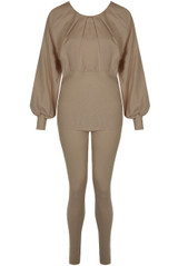 Pleated Round Neck Jumper & Trouser Set