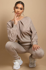 Pleated Round Neck Jumper & Trouser Set