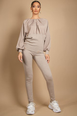 Pleated Round Neck Jumper & Trouser Set
