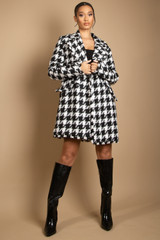 Boucle Houndstooth Double Breast Coat