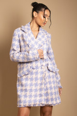 Boucle Houndstooth Double Breast Coat