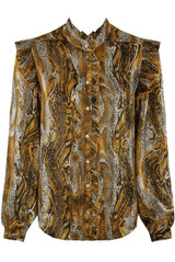 Chiffon Animal Print Frilled Trim Blouse