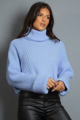 Roll Neck Oversized Cropped Jumper