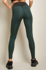 Textured Push Up Gym Leggings With Contrast Waistband