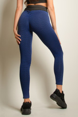 Textured Push Up Gym Leggings With Contrast Waistband