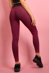 Textured Push Up Gym Leggings With Contrast Waistband