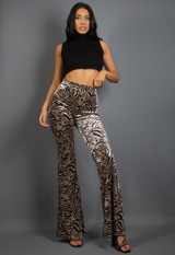 Animal Print High Waisted Flared Trouser