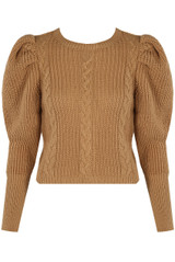 Cable Knit Jumper With Puff Sleeve