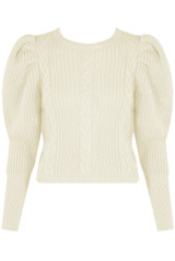 Cable Knit Jumper With Puff Sleeve