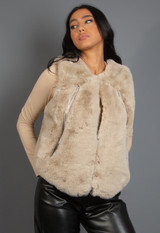 Faux Fur Curved Hem Gilet