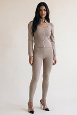 Cut Out Trim Ribbed Jumper & Trouser Set