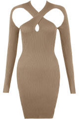 Ribbed Knit Cut Out Mini Dress