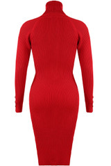 Ribbed High Neck Midi Dress