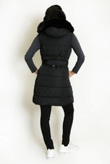 Belted Hooded Gilet With Faux Fur 