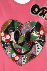 Sequin Embellished Motif Fluffy Knit Jumper