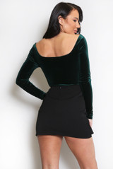 Velvet Square Neck Long Sleeve Bodysuit