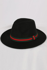 Striped Grosgrain Ribbon Fedora Hat