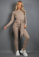 Tie Front Ribbed Loungewear